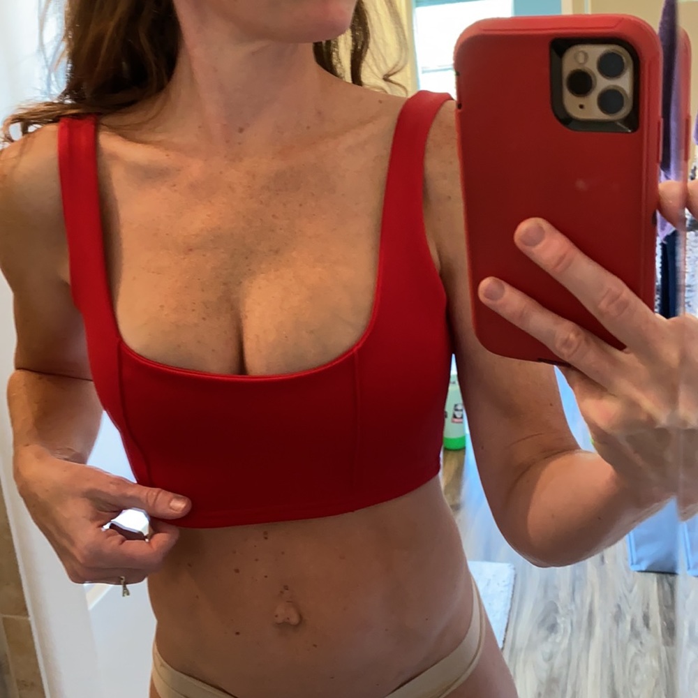 PrettyLitteThing red crop top with zipper